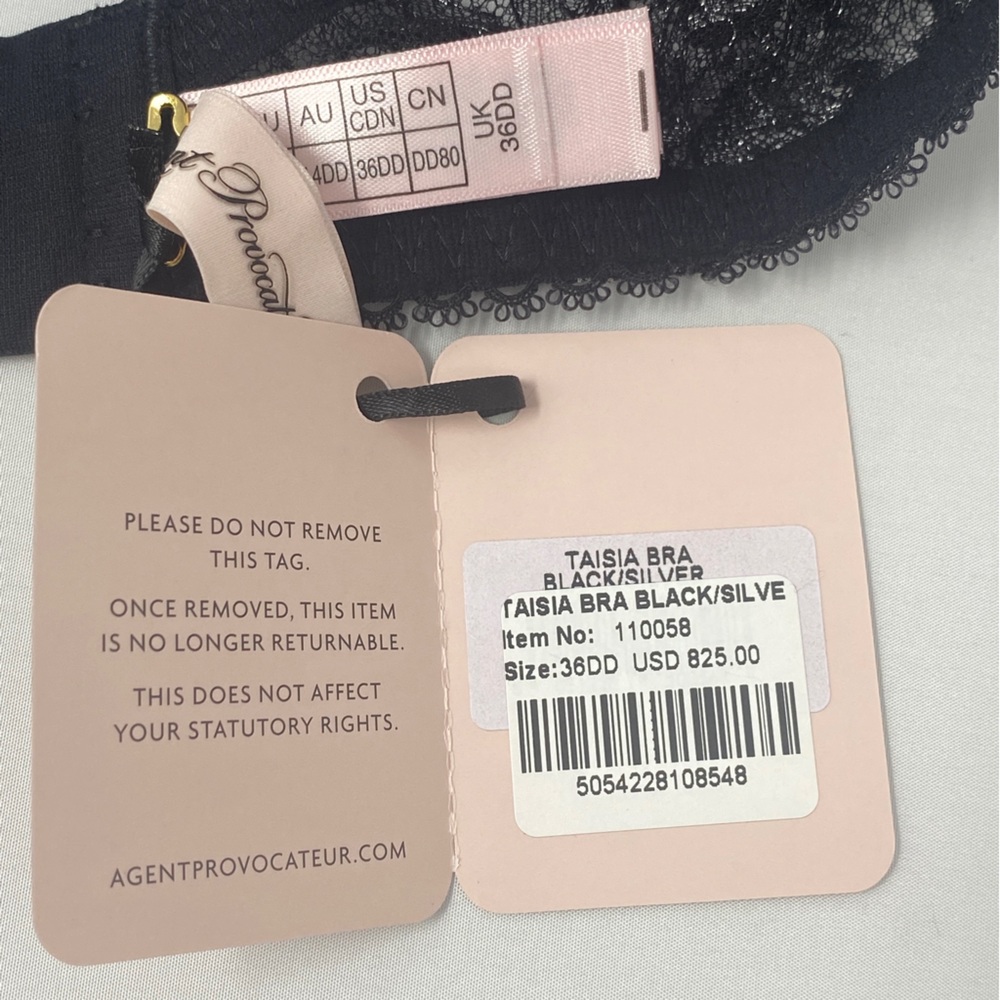 Agent Provocateur Taisia Black Silver 36DD Bra NWT $825 - Picture 13 of 13